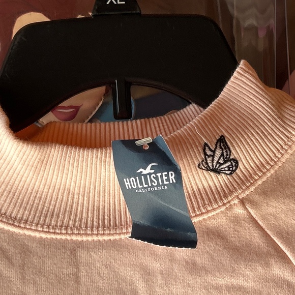 Hollister Pink Crewneck Sweater Butterfly Medium Women - Picture 2 of 12